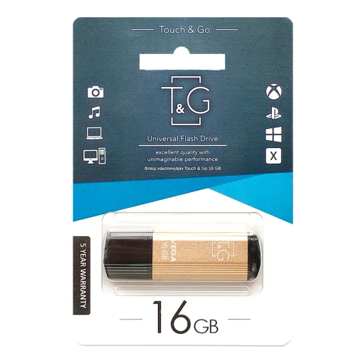 Флеш-накопитель USB 16GB T&G 121 Vega Series Gold (TG121-16GBGD)